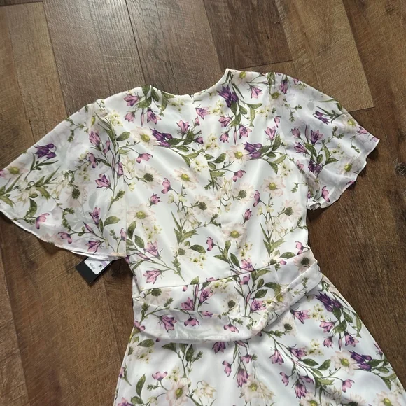 Women's Jessica Howard White Purple Floral High Low Dress Size 6 - Picture 13 of 14